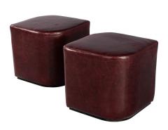  Carrocel Interiors Modern Geometric Ottomans in Distressed Burgundy Leather - 3104423