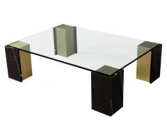  Carrocel Interiors Modern Glass Top Coffee Table with Marble and Brass by Carrocel - 3985775