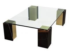  Carrocel Interiors Modern Glass Top Coffee Table with Marble and Brass by Carrocel - 3985776