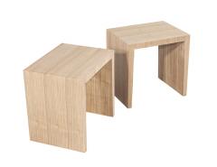  Carrocel Interiors Modern Natural Walnut Console Set with Stools - 4410768