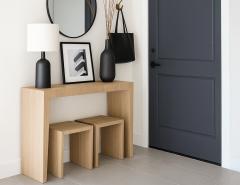  Carrocel Interiors Modern Natural Walnut Console Set with Stools - 4410770