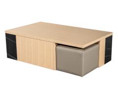 Carrocel Interiors Modern Oak Coffee Table with Integrated Pullout Ottomans - 4220470