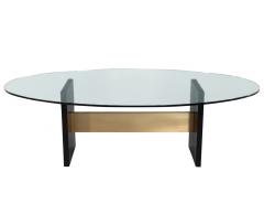  Carrocel Interiors Modern Oval Glass Top Dining Table with Hand Crafted Metal Base - 3514887