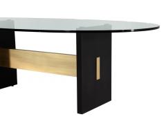  Carrocel Interiors Modern Oval Glass Top Dining Table with Hand Crafted Metal Base - 3514888