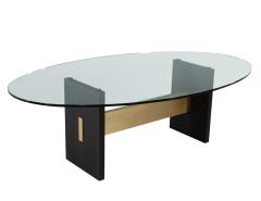  Carrocel Interiors Modern Oval Glass Top Dining Table with Hand Crafted Metal Base - 3514889