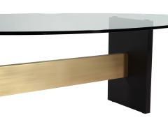  Carrocel Interiors Modern Oval Glass Top Dining Table with Hand Crafted Metal Base - 3514890