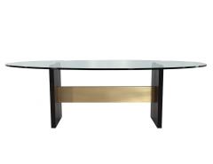  Carrocel Interiors Modern Oval Glass Top Dining Table with Hand Crafted Metal Base - 3514893