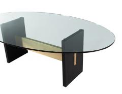  Carrocel Interiors Modern Oval Glass Top Dining Table with Hand Crafted Metal Base - 3514894