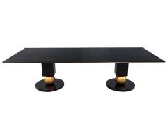  Carrocel Interiors Modern Porcelain Dining Table with Brass Accents - 3105017