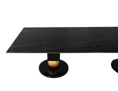  Carrocel Interiors Modern Porcelain Dining Table with Brass Accents - 3105023