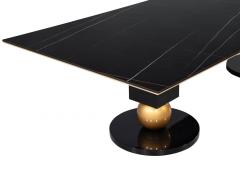  Carrocel Interiors Modern Porcelain Dining Table with Brass Accents - 3105025