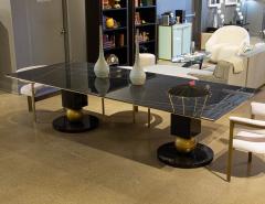  Carrocel Interiors Modern Porcelain Dining Table with Brass Accents - 3105027