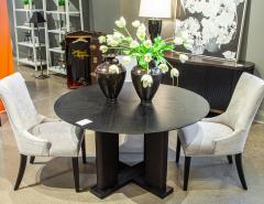  Carrocel Interiors Modern Round Dining Table in Black Cerused Oak Finish - 3515537