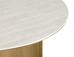  Carrocel Interiors Modern Round Travertine and Brass Dining Table - 4257188