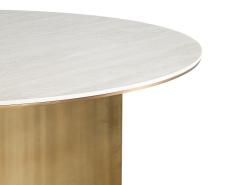  Carrocel Interiors Modern Round Travertine and Brass Dining Table - 4257192