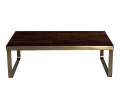  Carrocel Interiors Modern Walnut High Gloss Coffee Table with Brass - 4425887