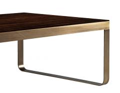  Carrocel Interiors Modern Walnut High Gloss Coffee Table with Brass - 4425893
