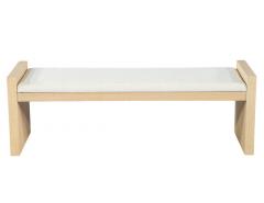  Carrocel Interiors Natural Oak Bench in White Textured Linen - 4220561