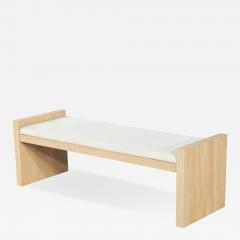  Carrocel Interiors Natural Oak Bench in White Textured Linen - 4221968
