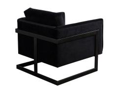  Carrocel Interiors Pair of Custom Black Velvet Lounge Chairs with Black Metal Frames by Carrocel - 2836943