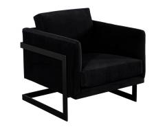  Carrocel Interiors Pair of Custom Black Velvet Lounge Chairs with Black Metal Frames by Carrocel - 2836944