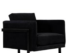  Carrocel Interiors Pair of Custom Black Velvet Lounge Chairs with Black Metal Frames by Carrocel - 2836947