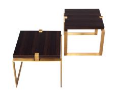  Carrocel Interiors Pair of Modern Macassar and Brass End Tables - 2705421