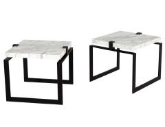 Carrocel Interiors Pair of Modern Marble and Metal End Tables - 2727018