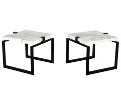  Carrocel Interiors Pair of Modern Marble and Metal End Tables - 2727019