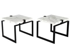  Carrocel Interiors Pair of Modern Marble and Metal End Tables - 2727022