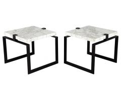  Carrocel Interiors Pair of Modern Marble and Metal End Tables - 2727023