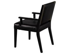  Carrocel Interiors Set of 10 Custom Modern Black Leather Dining Chairs with Brass Detailing - 1800157