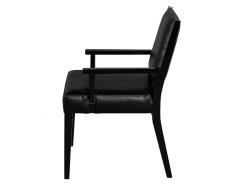  Carrocel Interiors Set of 10 Custom Modern Black Leather Dining Chairs with Brass Detailing - 1800160