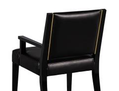  Carrocel Interiors Set of 10 Custom Modern Black Leather Dining Chairs with Brass Detailing - 1800163