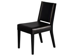  Carrocel Interiors Set of 10 Custom Modern Black Leather Dining Chairs with Brass Detailing - 1800169