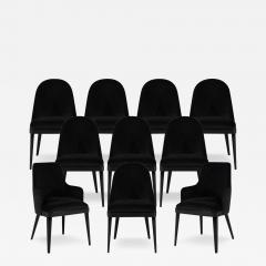  Carrocel Interiors Set of 10 Custom Modern Black Velvet Dining Chairs Svelte Chair - 3160832