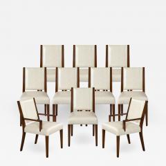  Carrocel Interiors Set of 10 Custom Modern Leather Dining Chairs with Brass - 1802487