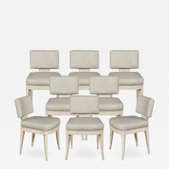  Carrocel Interiors Set of 8 Custom Modern Leather Dining Chairs with Washed Finish - 1802484