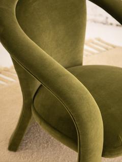  Carson s Furniture Postmodern Carson s Sculptural Armchairs in Green Velvet a Pair - 2864450