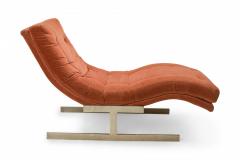  Carsons Carsons American Orange Velour and Chrome Wave Form Chaise Lounge - 2789128
