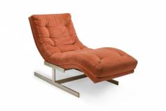 Carsons Carsons American Orange Velour and Chrome Wave Form Chaise Lounge - 2789129