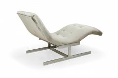  Carsons Carsons American Silver Velour and Chrome Wave Form Chaise Lounge - 2789121