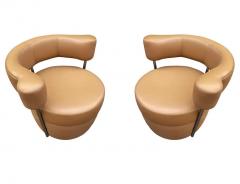  Carsons Pair of Mid Century Italian Leather Post Modern Swivel Lounge Chairs by Carsons - 2896816