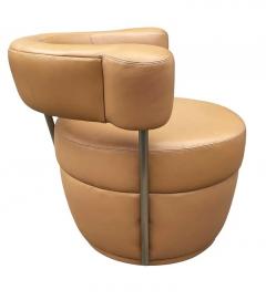  Carsons Pair of Mid Century Italian Leather Post Modern Swivel Lounge Chairs by Carsons - 2896862