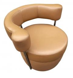  Carsons Pair of Mid Century Italian Leather Post Modern Swivel Lounge Chairs by Carsons - 2896867