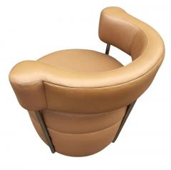  Carsons Pair of Mid Century Italian Leather Post Modern Swivel Lounge Chairs by Carsons - 2896872