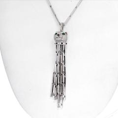  Cartier 18K WHITE GOLD DIAMOND PANTHERE TASSEL PENDANT ON A CARTIER CHAIN NECKLACE - 2302502