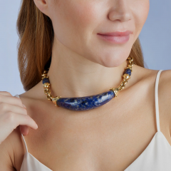  Cartier Aldo Cipullo for Cartier 18K Gold and Sodalite Rounds Necklace - 3967975