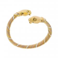  Cartier CARTIER 18K TRI COLOR DOUBLE COUGAR VINTAGE PANTHERE CUFF BRACELET - 2857501