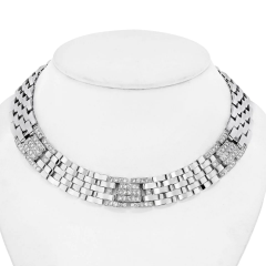  Cartier CARTIER 18K WHITE GOLD 6 50 CARAT PANTHERE MAILLON DIAMOND WIDE COLLAR NECKLACE - 2707841